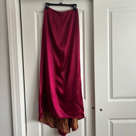 Zum Zum by Niki Livas Dresses & Skirts - Vintage 90s Zum Zum Satin Maxi Skirt Jewel Tone Red/Pink Formal Small Whimsical